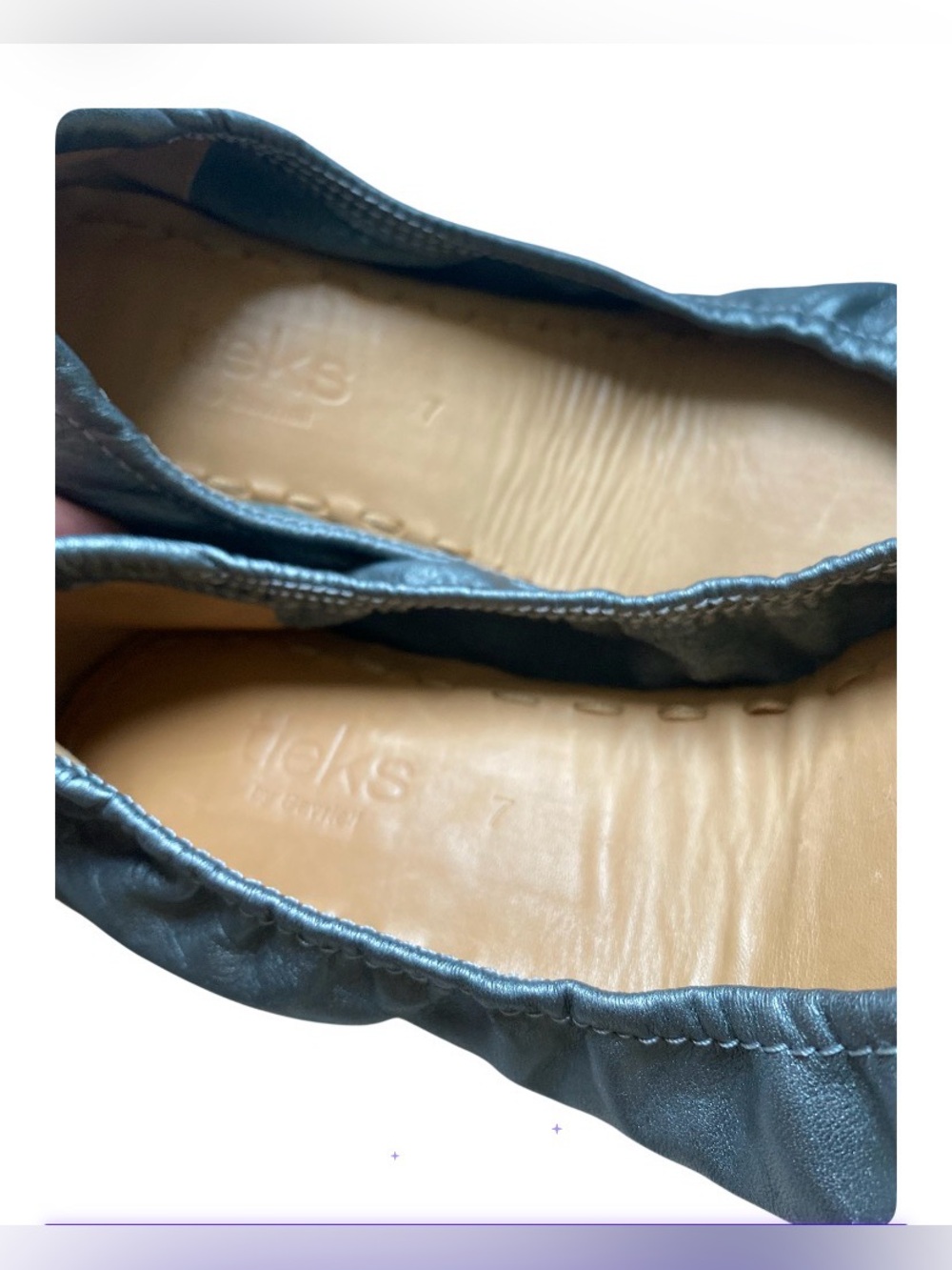 Tieks METALLIC PEWTER Size 7 Foldable Ballet Flats Leather used once - Picture 9 of 14